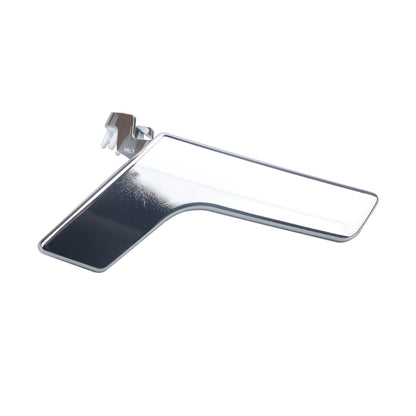 Right door inside handle with chrome lever and dark grip, mounting tab on end.