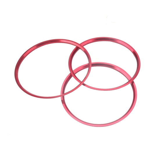 Set of 5 red-pink air vent decorative rings, angled view