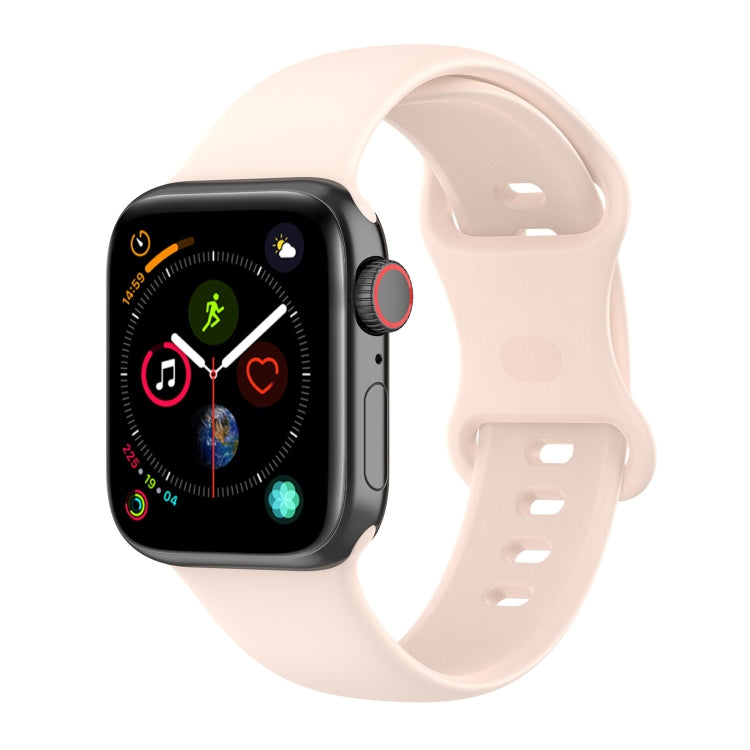 Silicone smartwatch band, light beige pink with perforated sport links and pin buckle loop