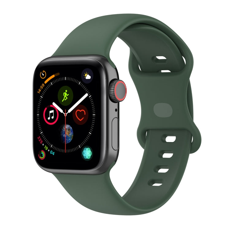 Silicone smartwatch band, dark green with perforated sport links and pin buckle loop