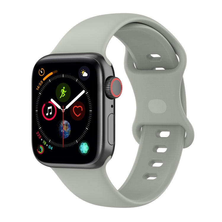 Silicone watch band for Apple Watch, light gray with perforated strap and pin clasp