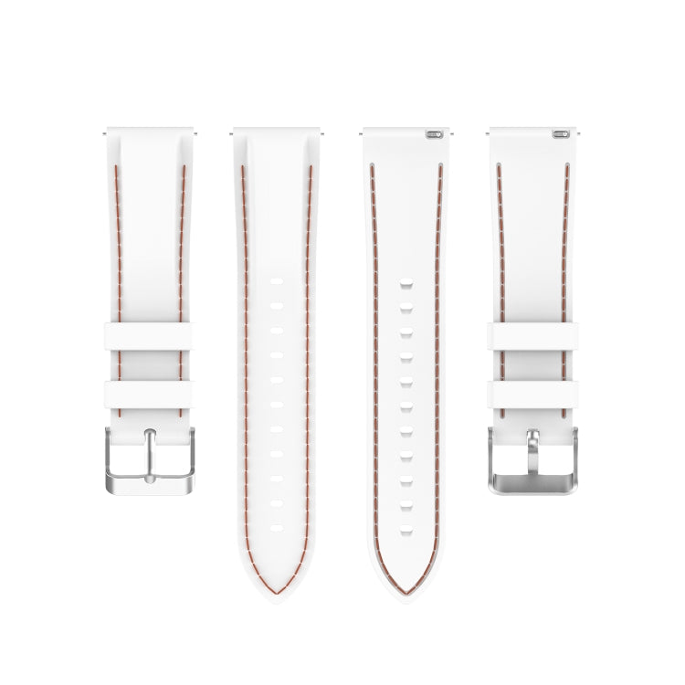 Set of white silicone 22mm watch straps with orange stitching and metal clasps