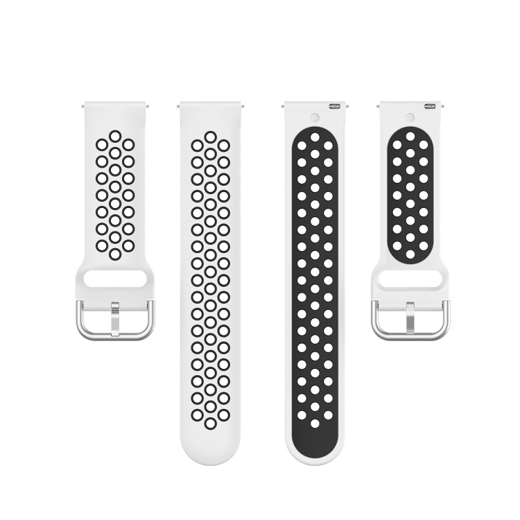 22mm perforated silicone watch strap set with metal clasps, white and black styles