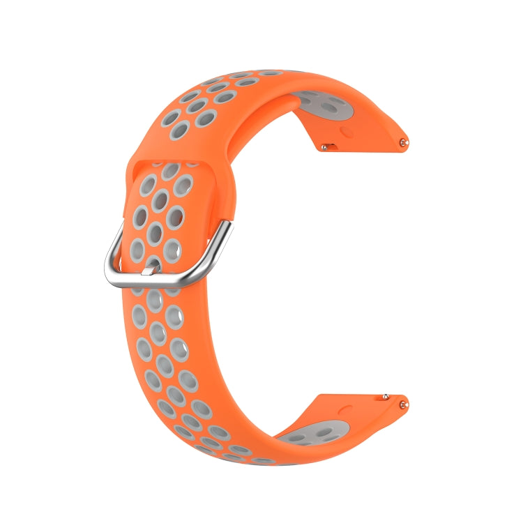 22mm sport silicone watch strap, bright orange with perforations and metal clasp