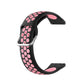 22mm sport silicone watch strap, black with pink perforations and metal clasp