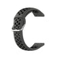 Two-color silicone watch strap, dark gray with black dot pattern and metal buckle, 22mm.