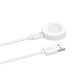 White magnetic smartwatch charger with built-in round charging base and USB-A cable