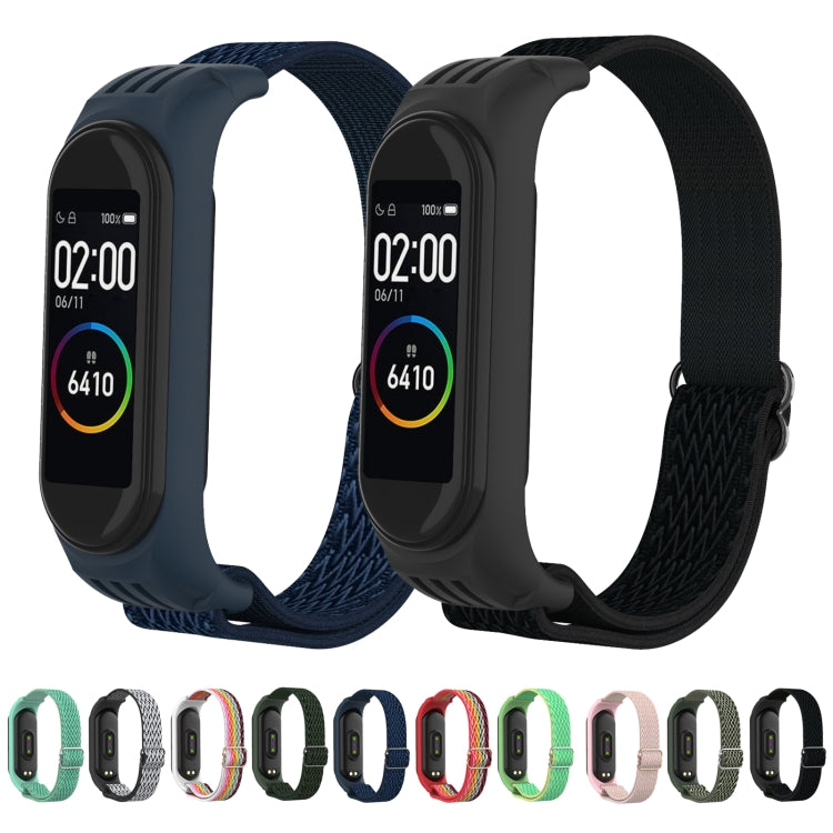 Wavy textured fitness tracker replacement strap with 8-shaped buckle, dark blue and black