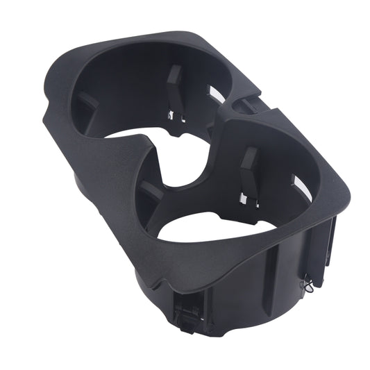 Black dual cup holder insert with one-piece curved frame and two cup wells