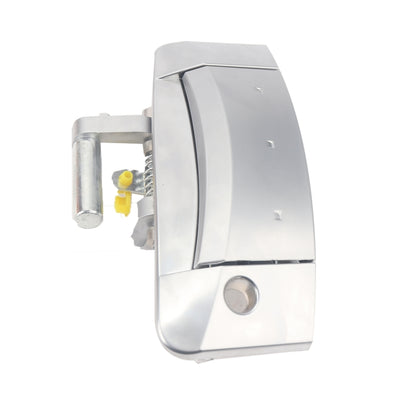 Left side exterior door handle assembly, silver metal, with mounting hardware