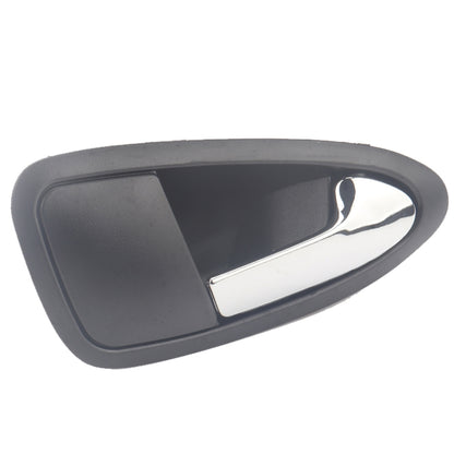 Right-side interior door handle with chrome-trim insert, dark gray/black