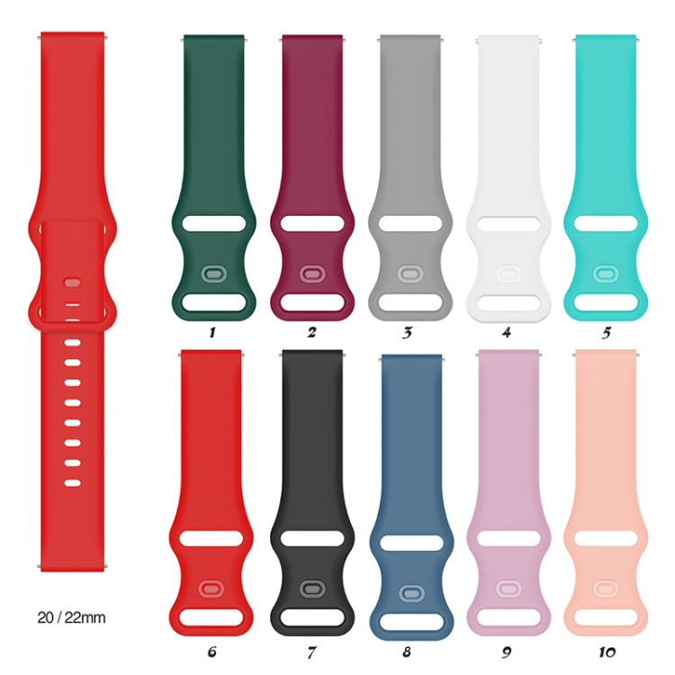 Silicone perforated watch band with internal buckle, 20/22mm, multi-color options