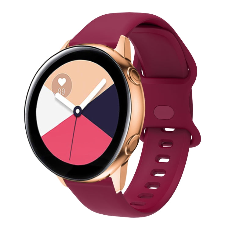 Wine red perforated silicone watch band with rose-gold buckle for Huawei Watch 3