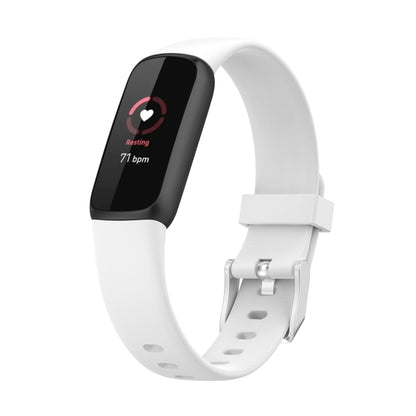 White silicone watch band with adjustable buckle and perforation holes