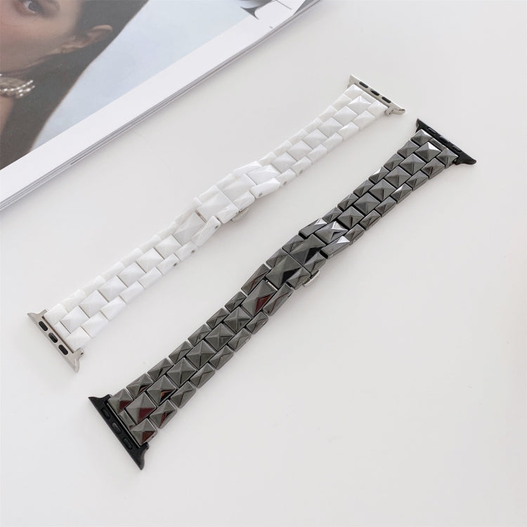 Rhombic grid ceramic watchbands set, white and black, rhombus tile pattern