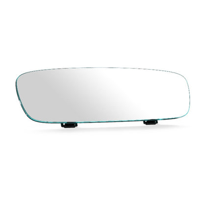 Frameless clear oval rearview mirror with two black mounting clips
