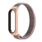 Breathable nylon watch band with gray woven strap and rose-gold metal clasp