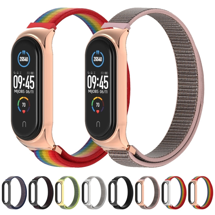 Breathable nylon watch band multi-pack with mixed colors, including rainbow and gray