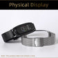 Silver stainless steel watch band with metal clasp and smartwatch showing time