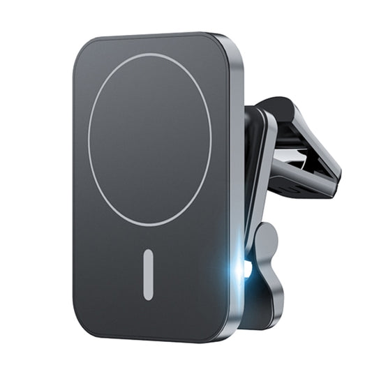 Black MagSafe car air outlet wireless charger with LED indicator panel