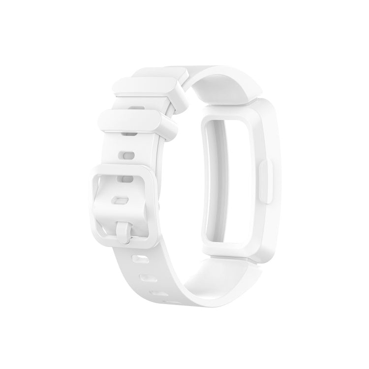 White silicone wrist strap watchband with adjustable clasp for Fitbit Inspire HR