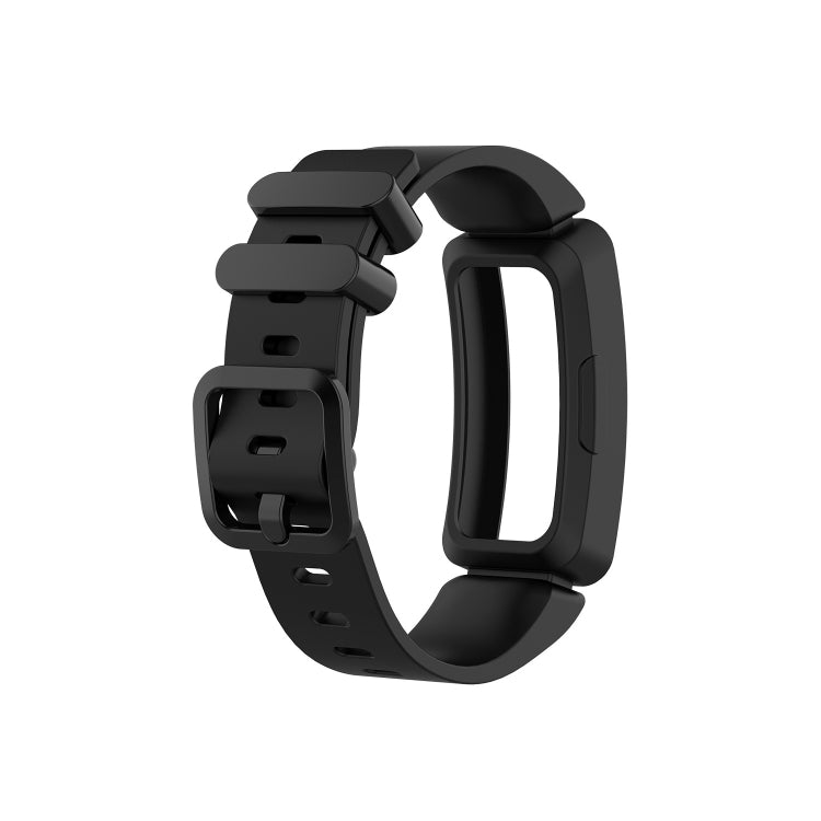 Black silicone wrist strap watchband with adjustable clasp for Fitbit Inspire HR
