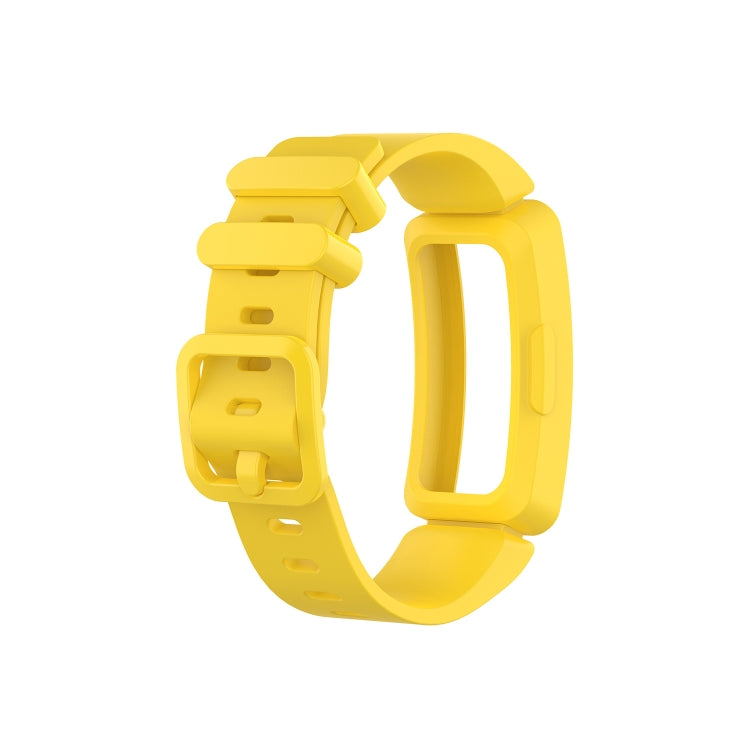Yellow silicone wrist strap watchband with adjustable clasp for Fitbit Inspire HR