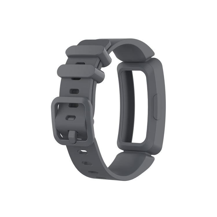 Dark gray silicone wrist strap watchband with adjustable clasp for Fitbit Inspire HR
