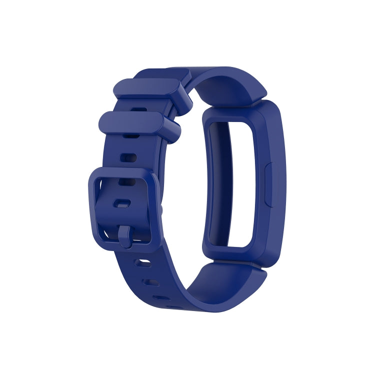 Silicone smartwatch wrist strap watchband, dark blue with matching buckle detail