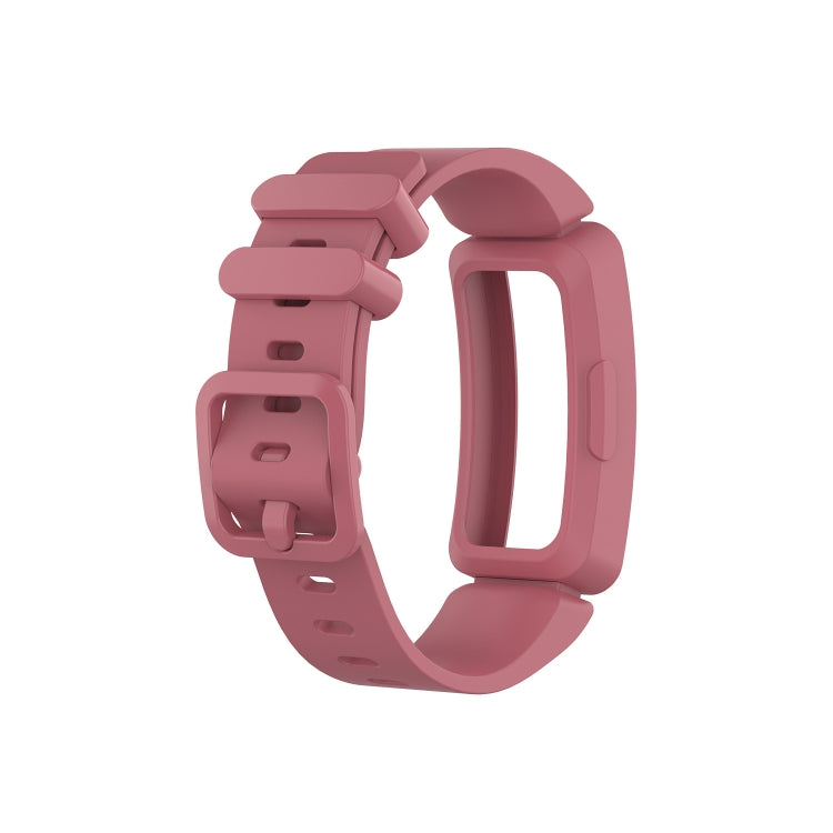 Silicone smartwatch wrist strap watchband, rose pink with matching buckle detail
