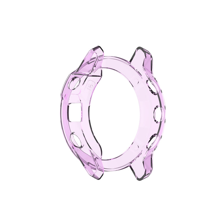 Half-coverage transparent purple TPU case ring, smartwatch screen opening