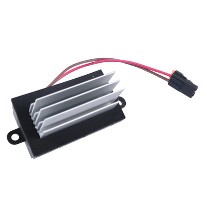Car blower motor resistor/control module with heat sink fins and wiring connector