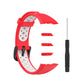 Silicone smartwatch replacement strap, red with white breathable perforations and buckle