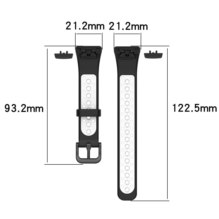Silicone watch strap size diagram: 21.2mm width, 93.2mm and 122.5mm lengths