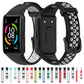 Two-piece smartwatch band set, black silicone with perforated white lining and color options