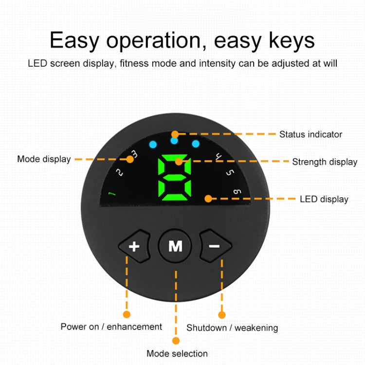 LED controller of muscle training sticker with green digits and plus, M, minus buttons