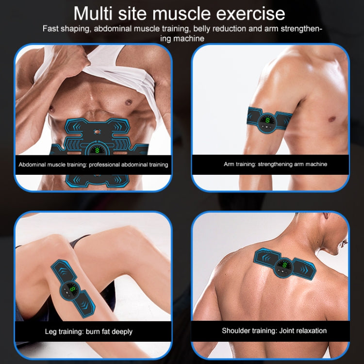Muscle training stickers with blue circuit design on torso and arm areas