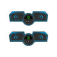 Two arm muscle training stickers with blue circuit bars and round green LED display