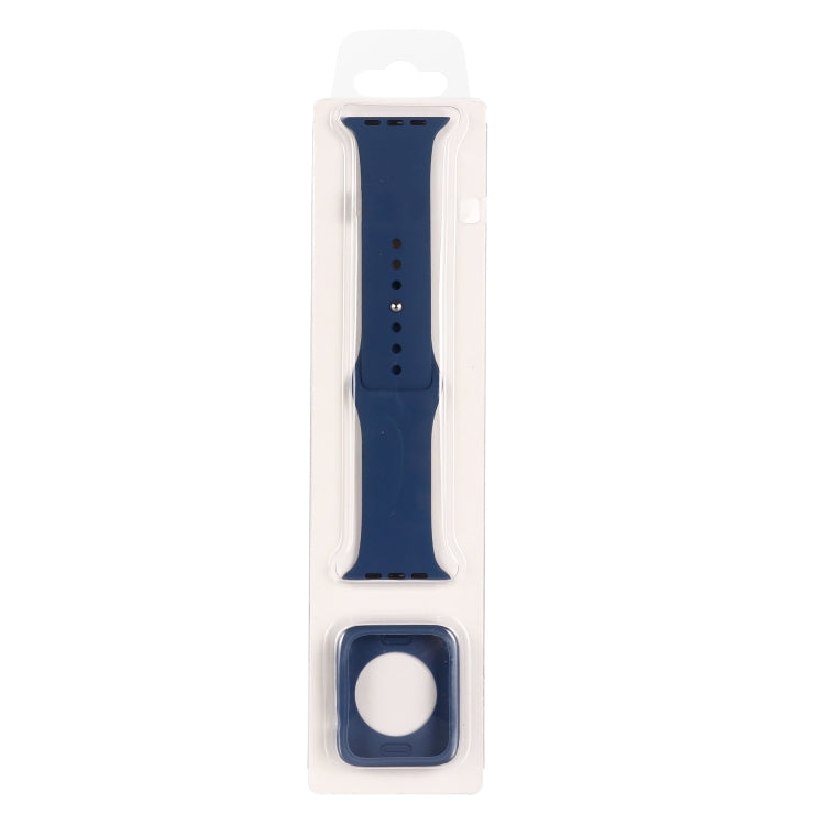 Navy blue silicone watchband with protective case set