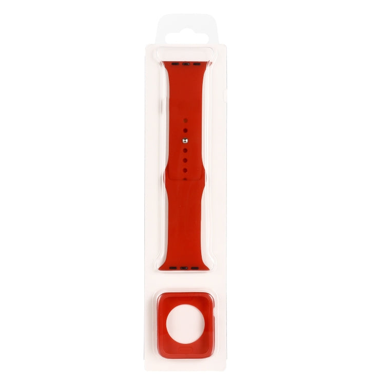 Red silicone replacement watchband with matching protective watch case set