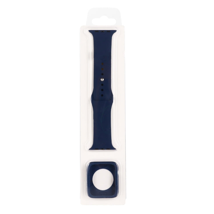 Midnight blue silicone watch strap with matching protective case insert, in retail packaging
