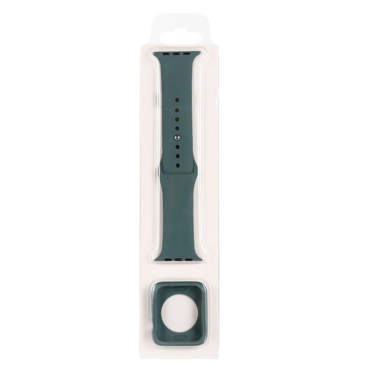 Silicone watch strap and protective case set, teal green silicone band with square case