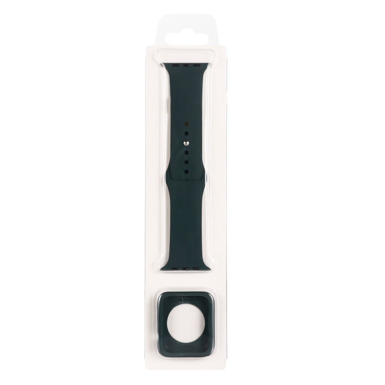 Silicone watch strap and protective case set, dark green silicone band with square case