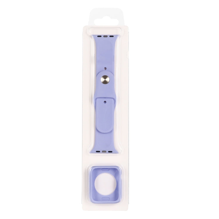 Silicone watch strap and protective case set, lavender purple silicone band with square case