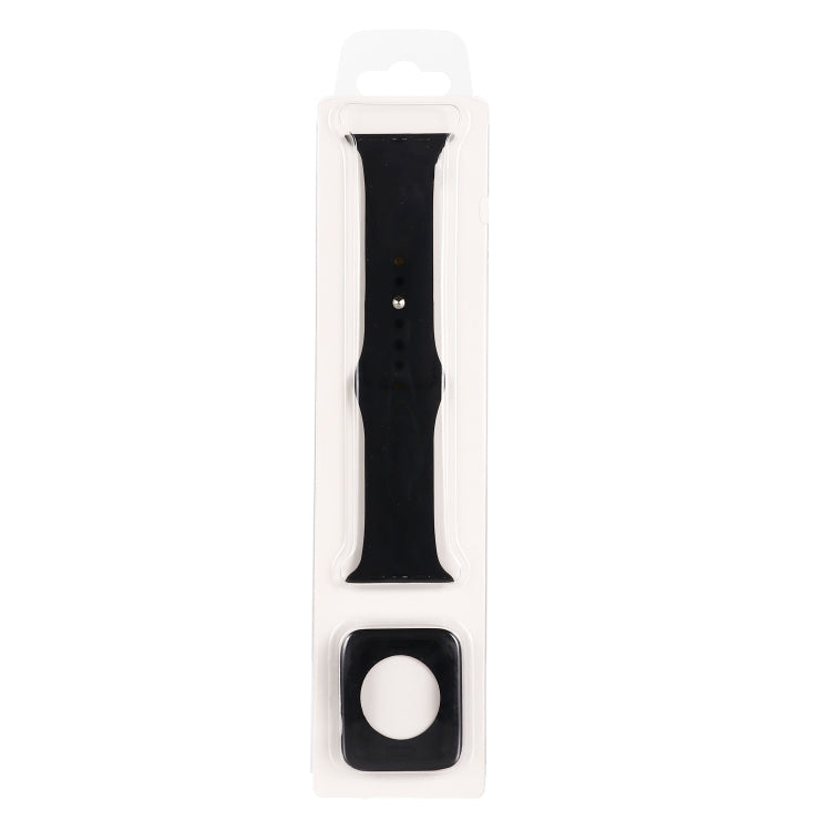 Black silicone watchband with black protective case set