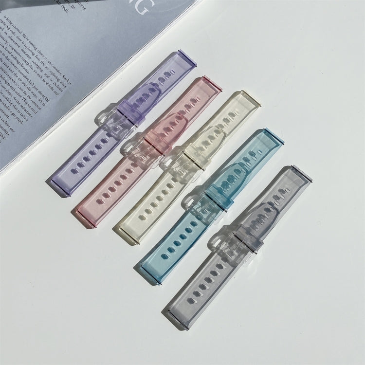 Multi-color translucent silicone watch straps with perforated holes and clear clasps, 20mm width