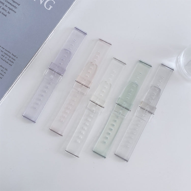 Assorted 22mm silicone smartwatch replacement straps in multiple clear and pastel colors