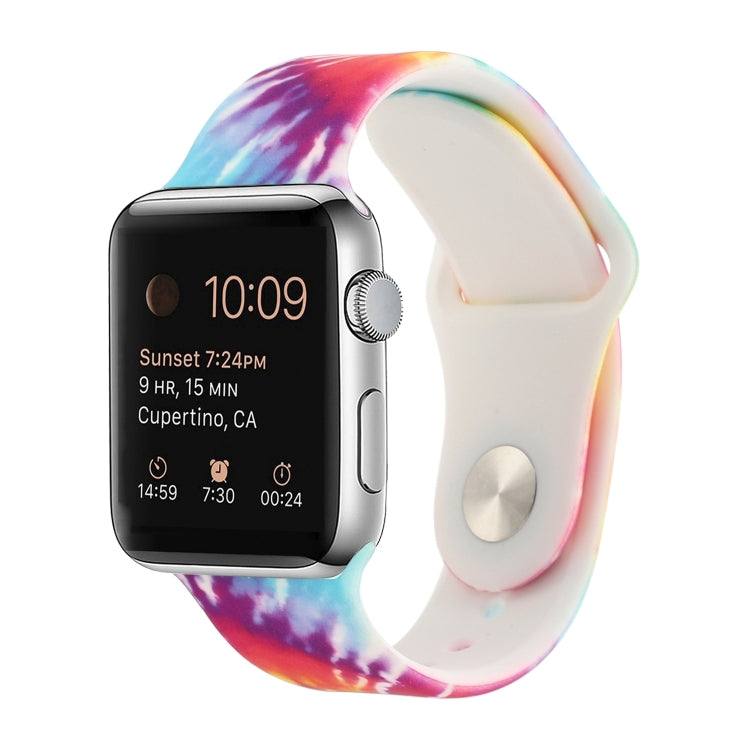 Silicone Painted Pattern Replacement Watchband For Apple Watch Series, 7 41mm / 6 & SE & 5 & 4 40mm / 3 & 2 & 1 38mm, 7 45mm / 6 & SE & 5 & 4 44mm / 3 & 2 & 1 42mm