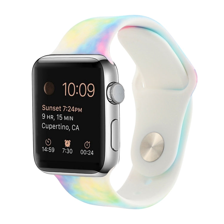 Silicone Painted Pattern Replacement Watchband For Apple Watch Series, 7 41mm / 6 & SE & 5 & 4 40mm / 3 & 2 & 1 38mm, 7 45mm / 6 & SE & 5 & 4 44mm / 3 & 2 & 1 42mm