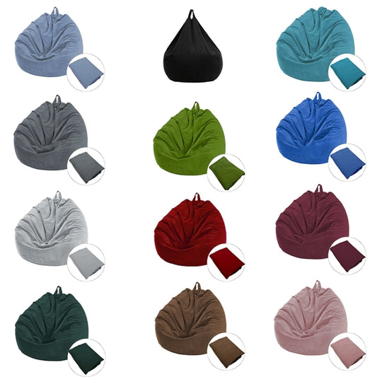 Set of corduroy bean bag chair covers in multiple colors with handle and zipper